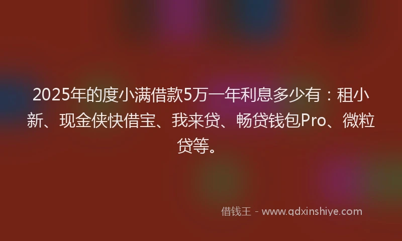 2025年的度小满借款5万一年利息多少有：租小新、现金侠快借宝、我来贷、畅贷钱包Pro、微粒贷等。