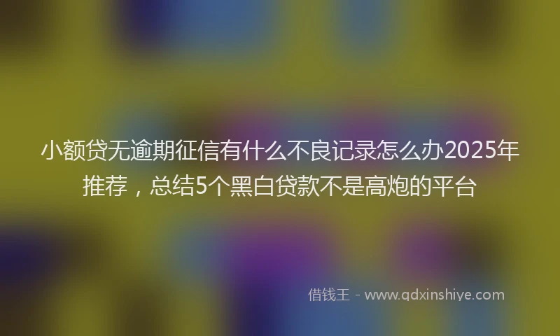 小额贷无逾期征信有什么不良记录怎么办2025年推荐，总结5个黑白贷款不是高炮的平台