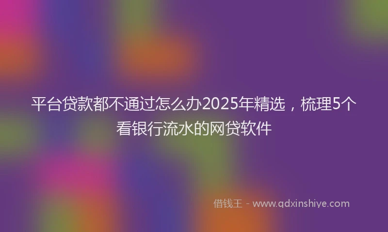 平台贷款都不通过怎么办2025年精选，梳理5个看银行流水的网贷软件