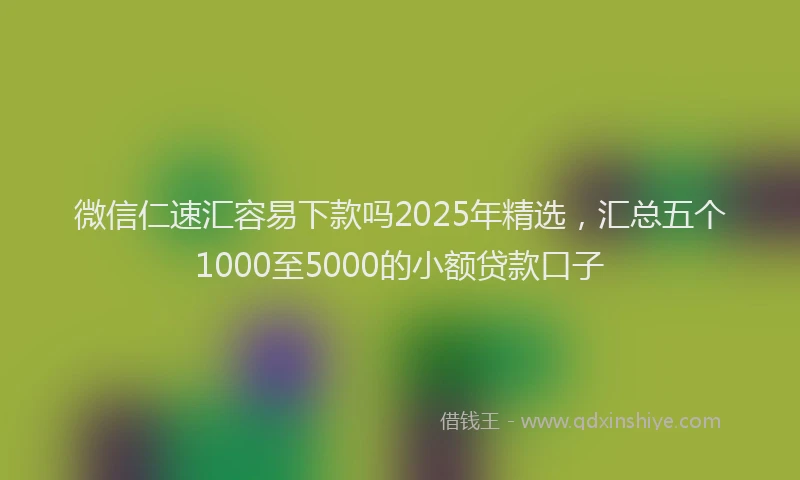 微信仁速汇容易下款吗2025年精选，汇总五个1000至5000的小额贷款口子