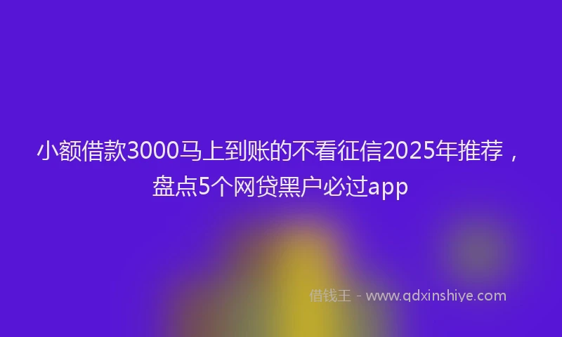 小额借款3000马上到账的不看征信2025年推荐，盘点5个网贷黑户必过app