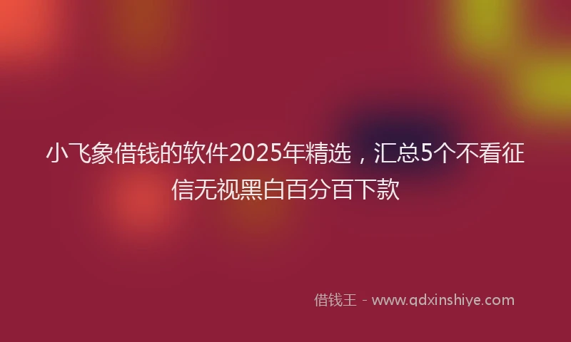 小飞象借钱的软件2025年精选，汇总5个不看征信无视黑白百分百下款