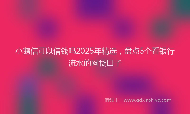 小鹅信可以借钱吗2025年精选，盘点5个看银行流水的网贷口子
