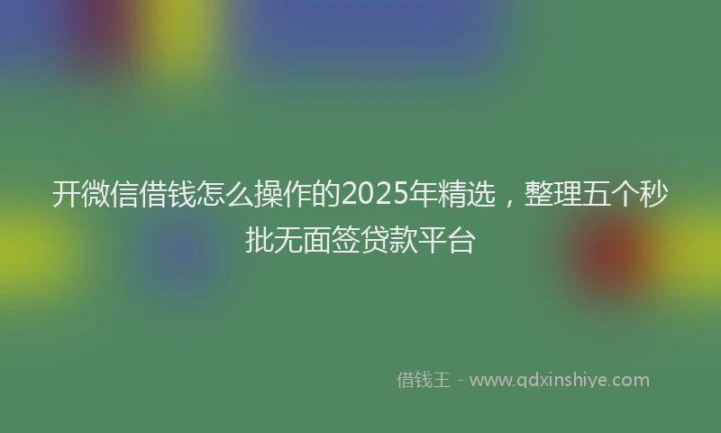 开微信借钱怎么操作的2025年精选，整理五个秒批无面签贷款平台