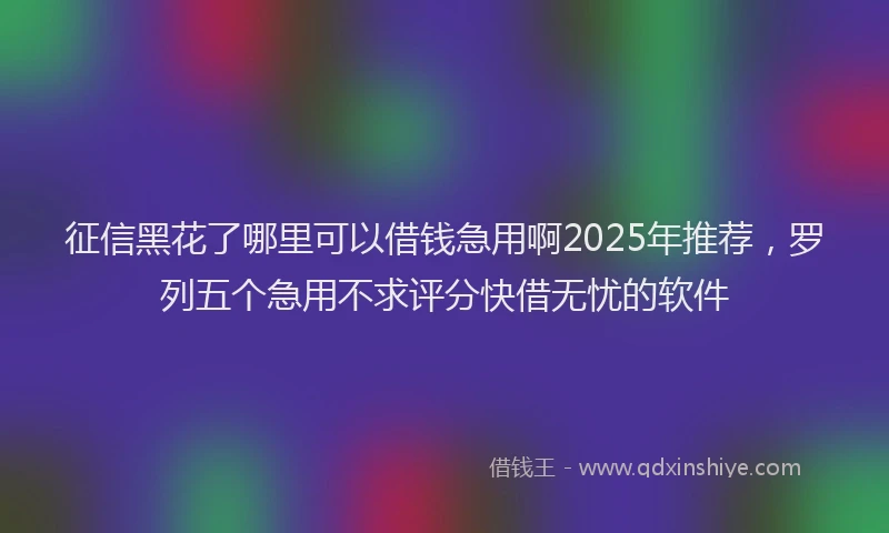 征信黑花了哪里可以借钱急用啊2025年推荐，罗列五个急用不求评分快借无忧的软件
