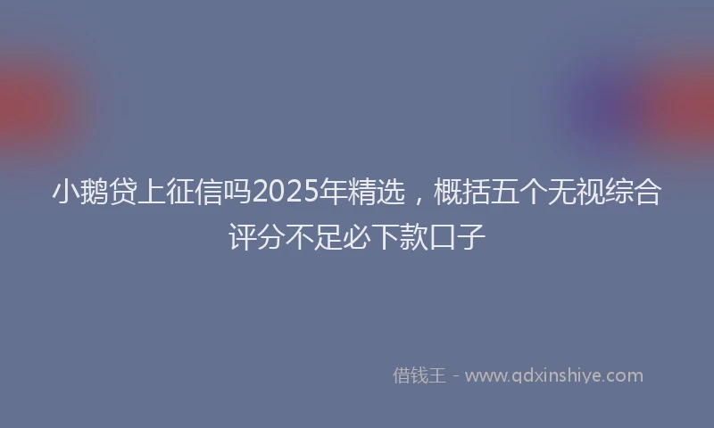 小鹅贷上征信吗2025年精选，概括五个无视综合评分不足必下款口子