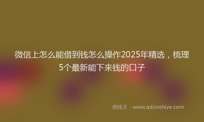 微信上怎么能借到钱怎么操作2025年精选，梳理5个最新能下来钱的口子