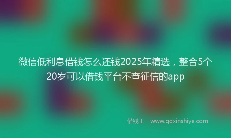 微信低利息借钱怎么还钱2025年精选，整合5个20岁可以借钱平台不查征信的app