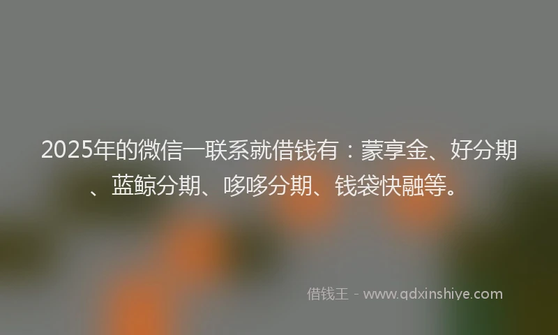 2025年的微信一联系就借钱有：蒙享金、好分期、蓝鲸分期、哆哆分期、钱袋快融等。