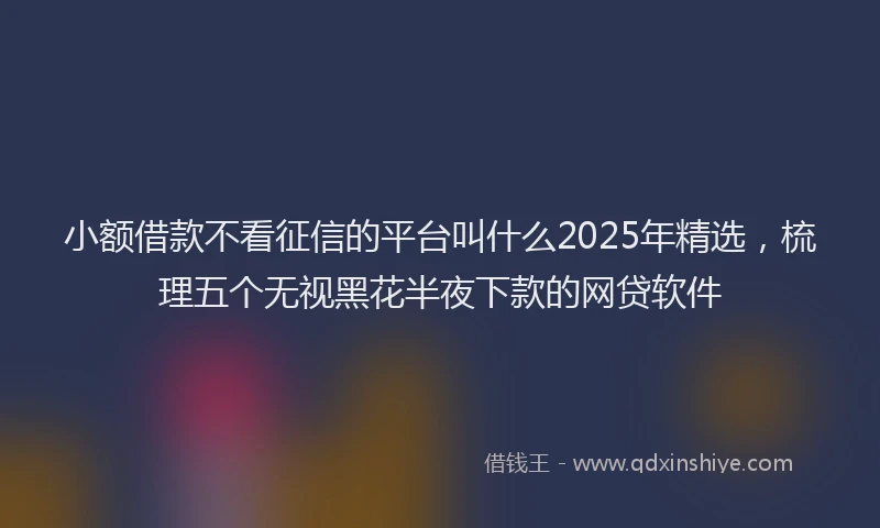 小额借款不看征信的平台叫什么2025年精选，梳理五个无视黑花半夜下款的网贷软件