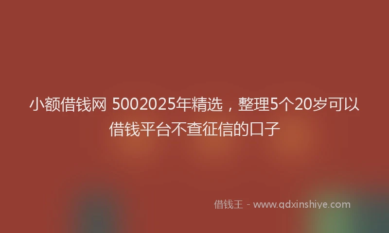 小额借钱网 5002025年精选，整理5个20岁可以借钱平台不查征信的口子