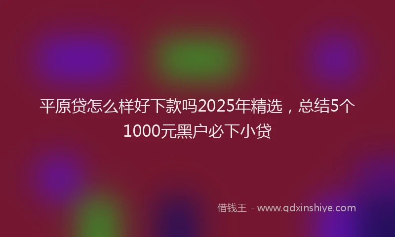 平原贷怎么样好下款吗2025年精选，总结5个1000元黑户必下小贷