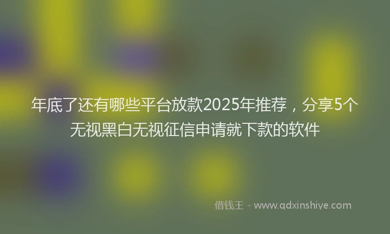 年底了还有哪些平台放款2025年推荐，分享5个无视黑白无视征信申请就下款的软件