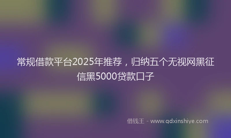 常规借款平台2025年推荐，归纳五个无视网黑征信黑5000贷款口子