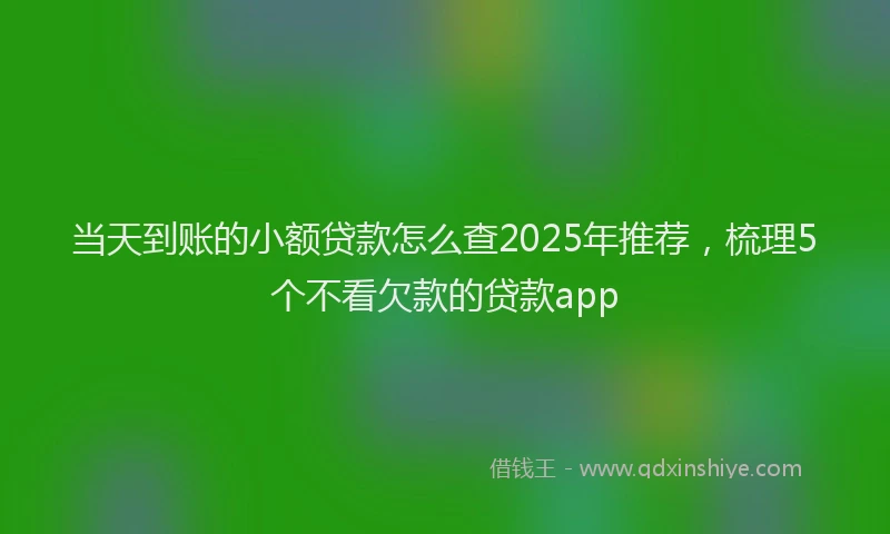 当天到账的小额贷款怎么查2025年推荐，梳理5个不看欠款的贷款app