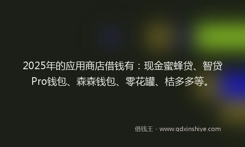 2025年的应用商店借钱有：现金蜜蜂贷、智贷Pro钱包、森森钱包、零花罐、桔多多等。