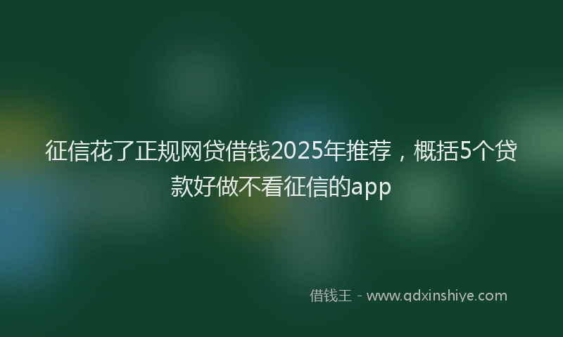 征信花了正规网贷借钱2025年推荐，概括5个贷款好做不看征信的app