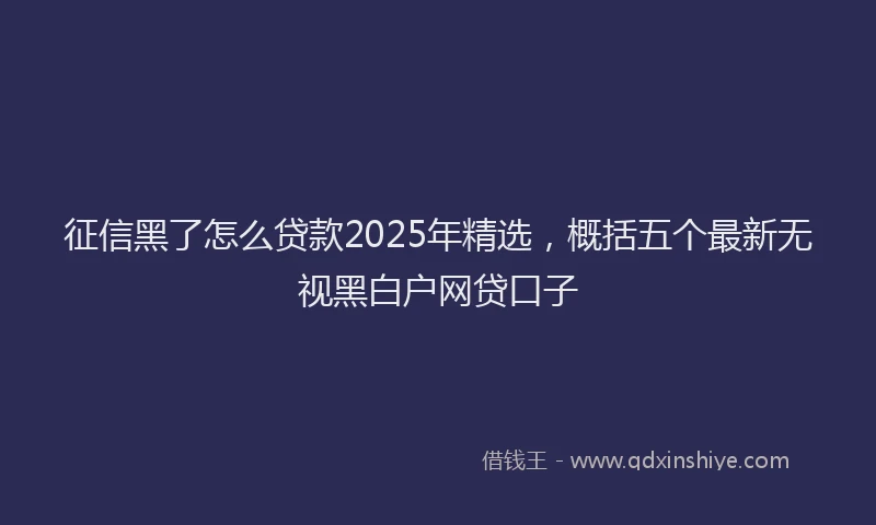 征信黑了怎么贷款2025年精选，概括五个最新无视黑白户网贷口子