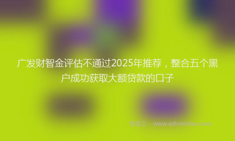 广发财智金评估不通过2025年推荐，整合五个黑户成功获取大额贷款的口子