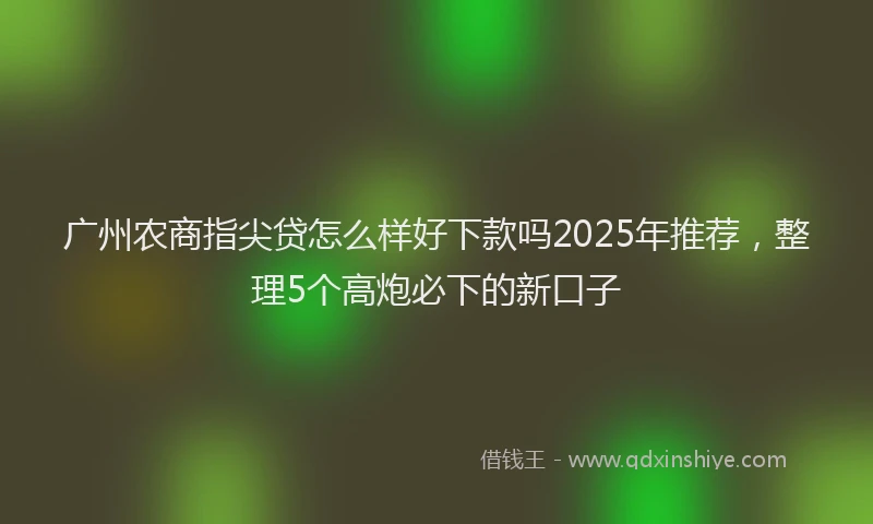 广州农商指尖贷怎么样好下款吗2025年推荐，整理5个高炮必下的新口子