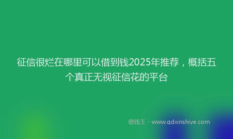征信很烂在哪里可以借到钱2025年推荐，概括五个真正无视征信花的平台