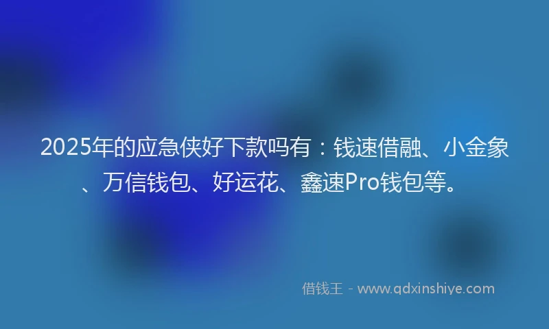2025年的应急侠好下款吗有：钱速借融、小金象、万信钱包、好运花、鑫速Pro钱包等。