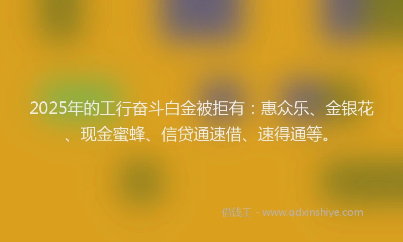 2025年的工行奋斗白金被拒有：惠众乐、金银花、现金蜜蜂、信贷通速借、速得通等。