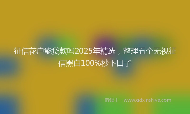 征信花户能贷款吗2025年精选，整理五个无视征信黑白100%秒下口子