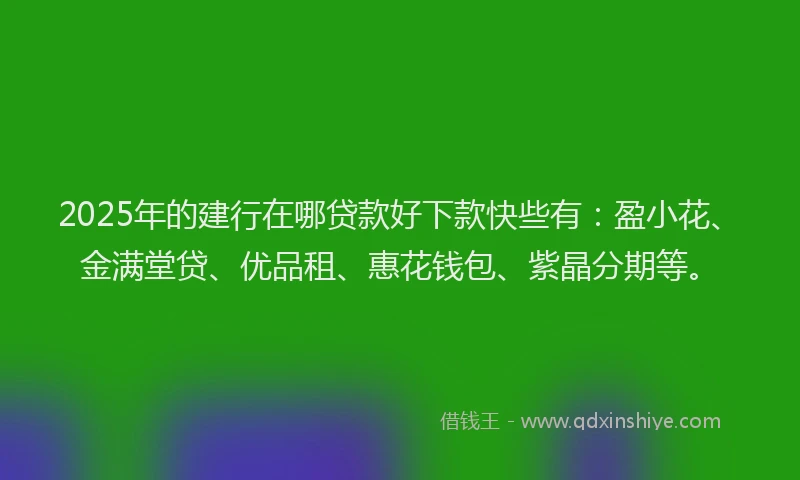 2025年的建行在哪贷款好下款快些有：盈小花、金满堂贷、优品租、惠花钱包、紫晶分期等。