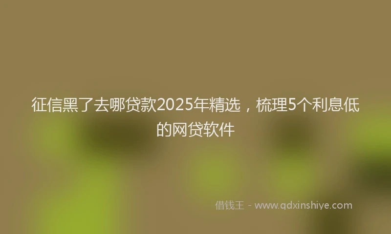 征信黑了去哪贷款2025年精选，梳理5个利息低的网贷软件