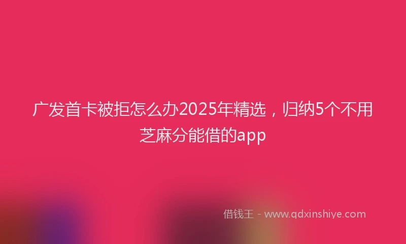 广发首卡被拒怎么办2025年精选，归纳5个不用芝麻分能借的app