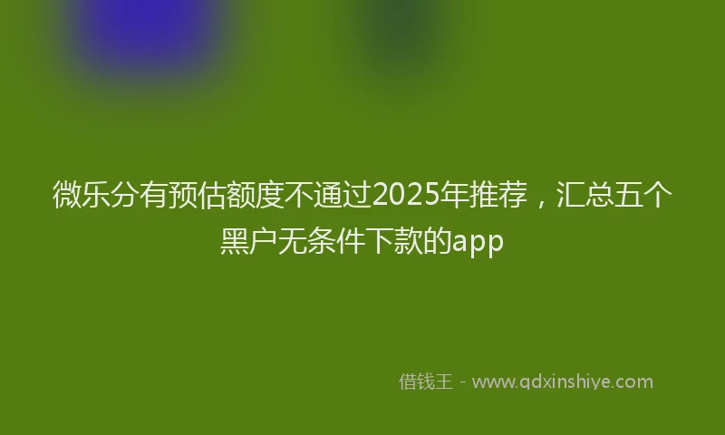 微乐分有预估额度不通过2025年推荐，汇总五个黑户无条件下款的app