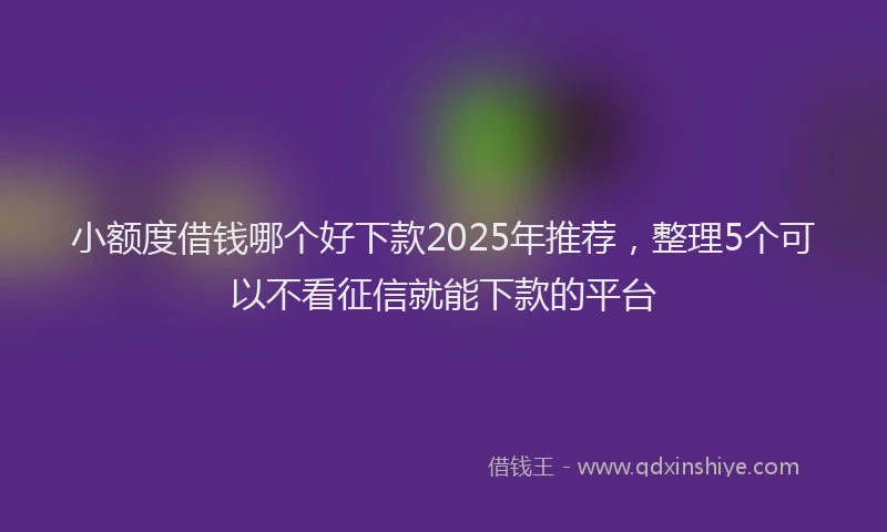 小额度借钱哪个好下款2025年推荐，整理5个可以不看征信就能下款的平台