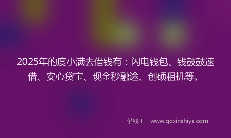 2025年的度小满去借钱有：闪电钱包、钱鼓鼓速借、安心贷宝、现金秒融途、创硕租机等。