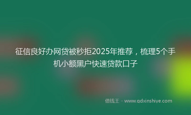 征信良好办网贷被秒拒2025年推荐，梳理5个手机小额黑户快速贷款口子