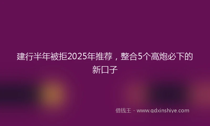 建行半年被拒2025年推荐，整合5个高炮必下的新口子