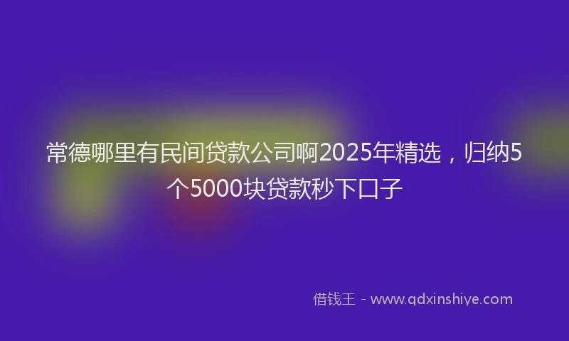 常德哪里有民间贷款公司啊2025年精选，归纳5个5000块贷款秒下口子