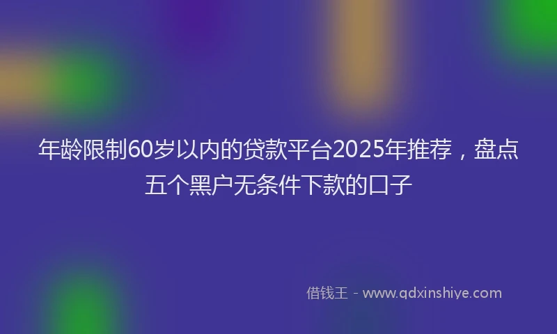 年龄限制60岁以内的贷款平台2025年推荐，盘点五个黑户无条件下款的口子