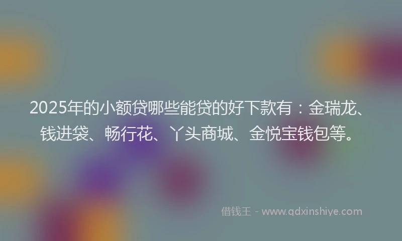 2025年的小额贷哪些能贷的好下款有：金瑞龙、钱进袋、畅行花、丫头商城、金悦宝钱包等。