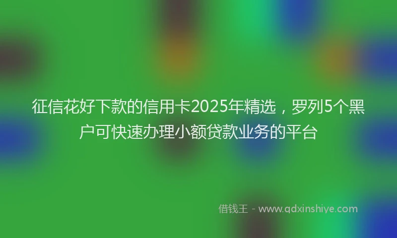 征信花好下款的信用卡2025年精选，罗列5个黑户可快速办理小额贷款业务的平台