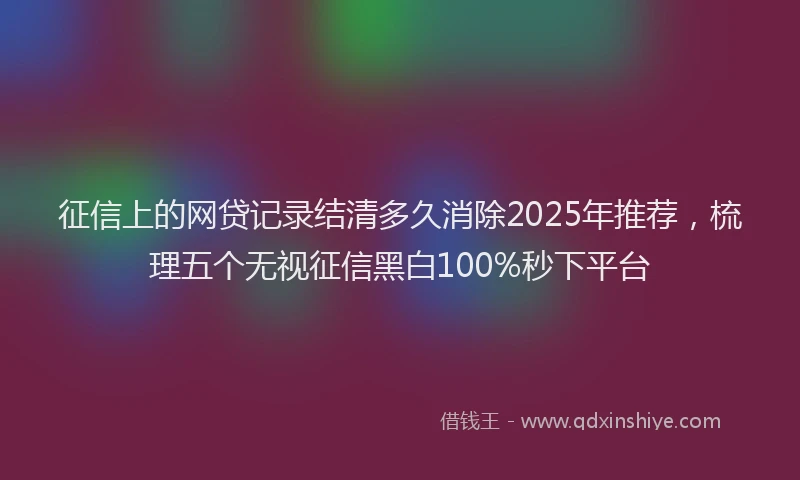 征信上的网贷记录结清多久消除2025年推荐，梳理五个无视征信黑白100%秒下平台