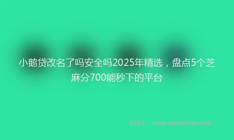 小鹅贷改名了吗安全吗2025年精选，盘点5个芝麻分700能秒下的平台