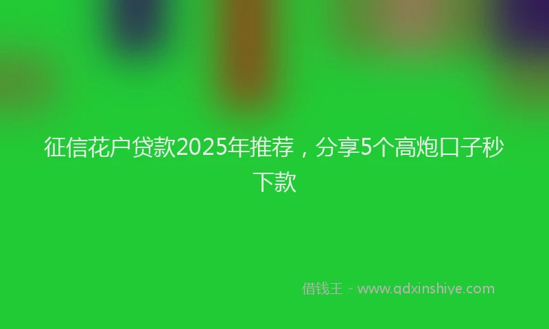 征信花户贷款2025年推荐，分享5个高炮口子秒下款