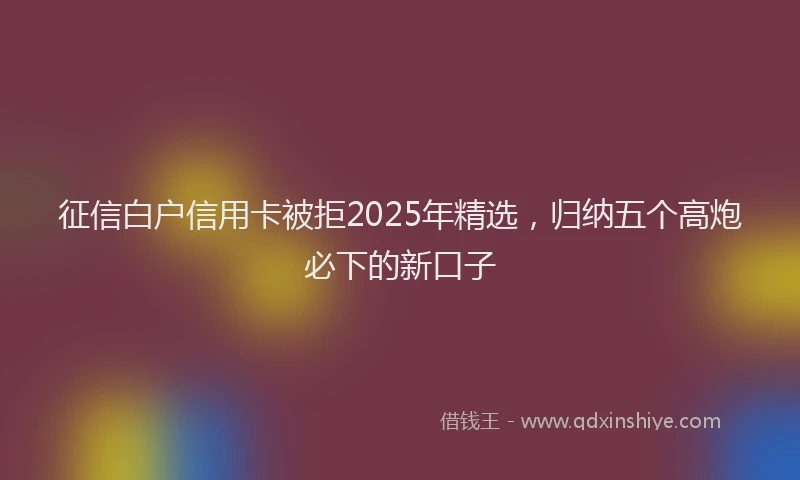 征信白户信用卡被拒2025年精选，归纳五个高炮必下的新口子