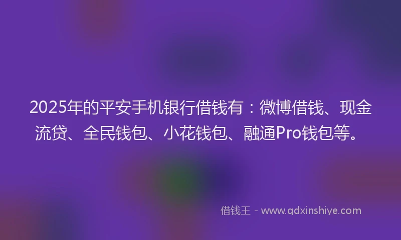 2025年的平安手机银行借钱有：微博借钱、现金流贷、全民钱包、小花钱包、融通Pro钱包等。