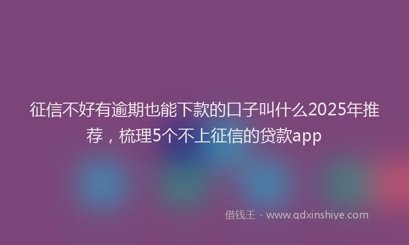 征信不好有逾期也能下款的口子叫什么2025年推荐，梳理5个不上征信的贷款app