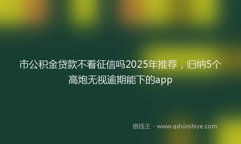 市公积金贷款不看征信吗2025年推荐，归纳5个高炮无视逾期能下的app