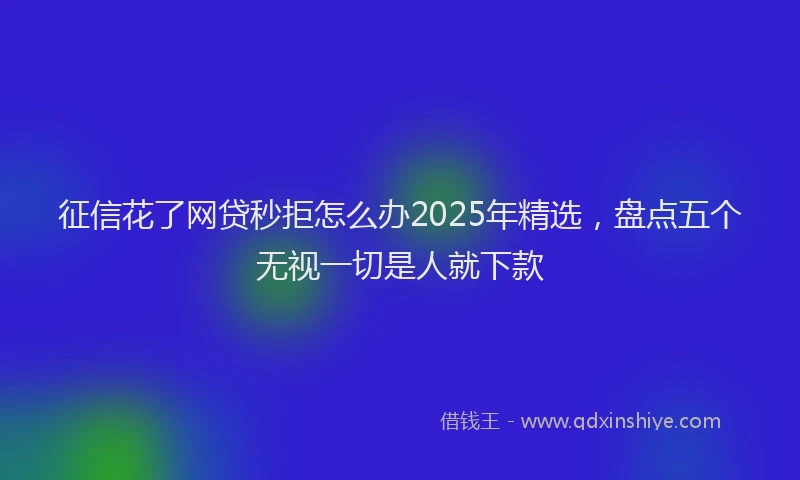 征信花了网贷秒拒怎么办2025年精选，盘点五个无视一切是人就下款