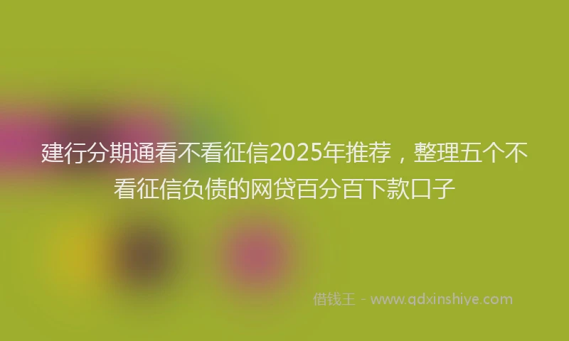 建行分期通看不看征信2025年推荐，整理五个不看征信负债的网贷百分百下款口子