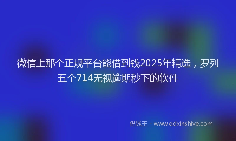 微信上那个正规平台能借到钱2025年精选，罗列五个714无视逾期秒下的软件